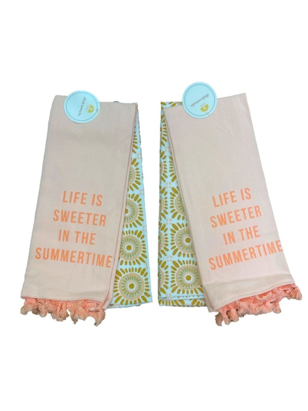 New 4 Count Life Is Sweeter In The Summertime Dish Towels 100% Cotton